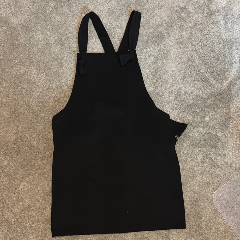 Pink Lily Black Backless Mini Pinafore Dress